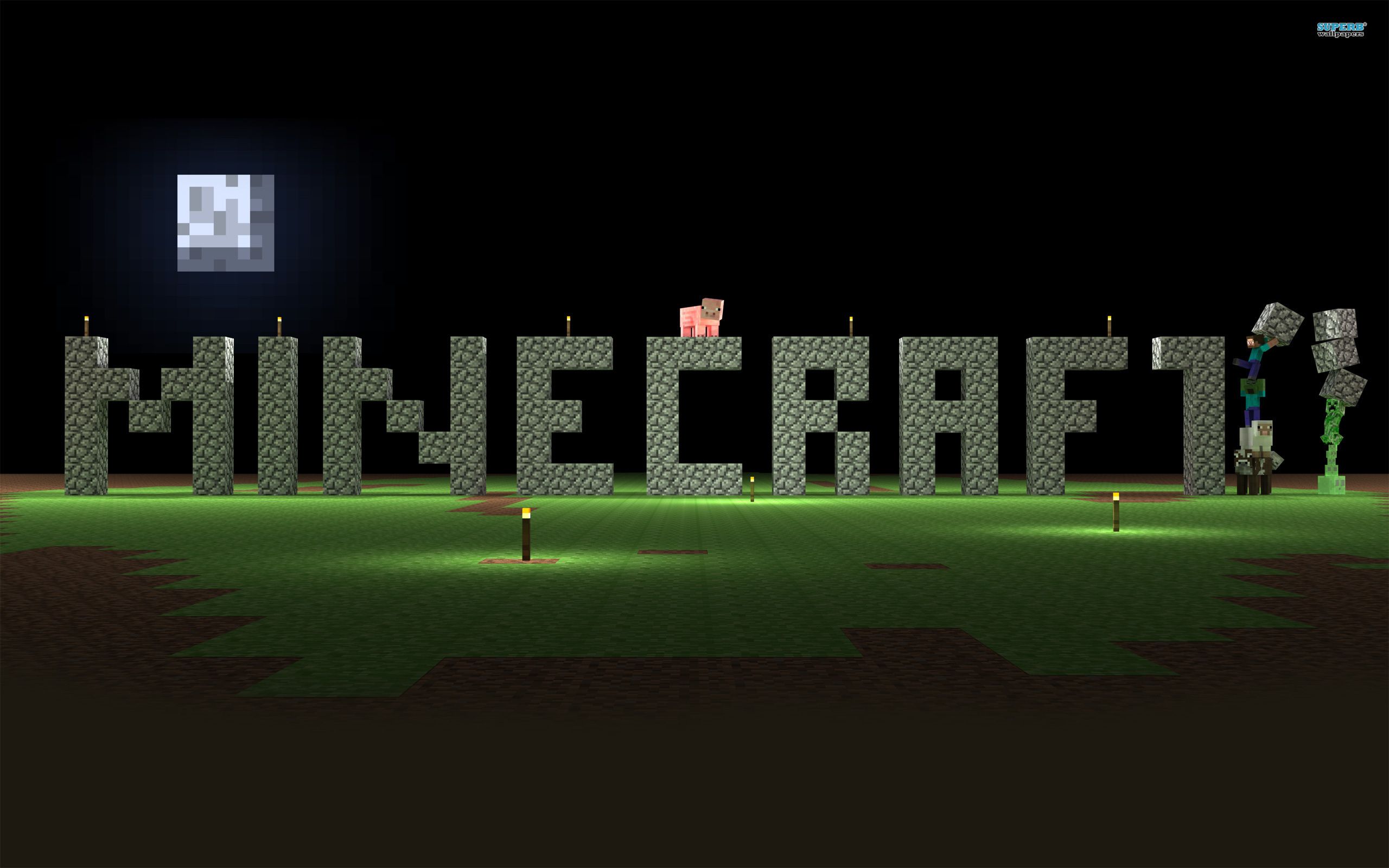 Logo Minecraft blocchi notte, 2560x1600 2K+, PC