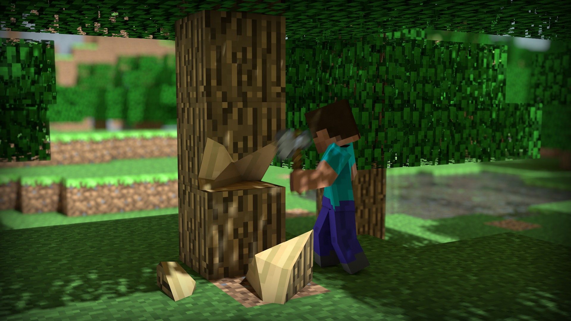 Personaggio Minecraft taglia albero, 1920x1080 1080p, PC Desktop