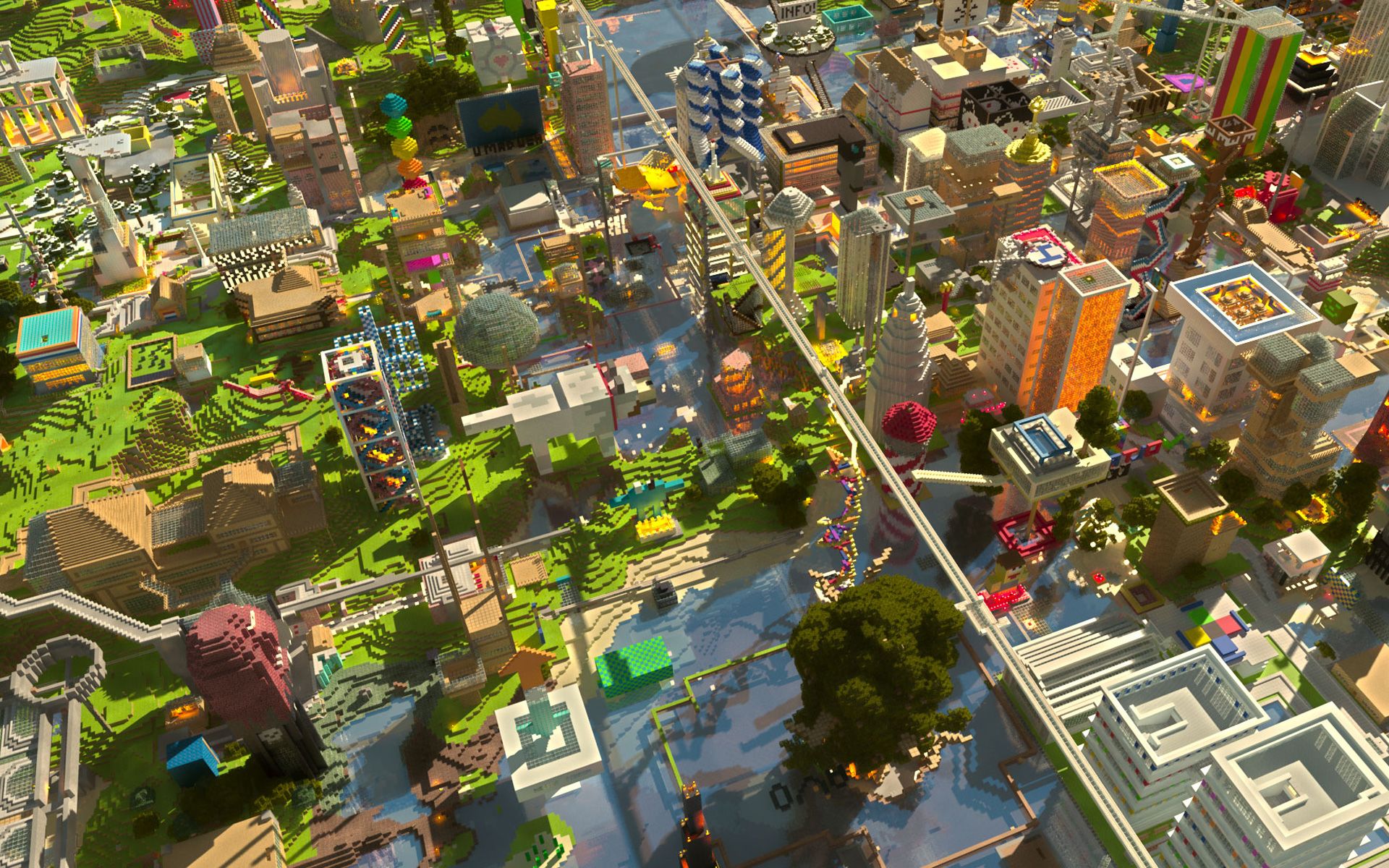 Città Minecraft vista aerea, 1920x1200 Full HD+, PC Desktop