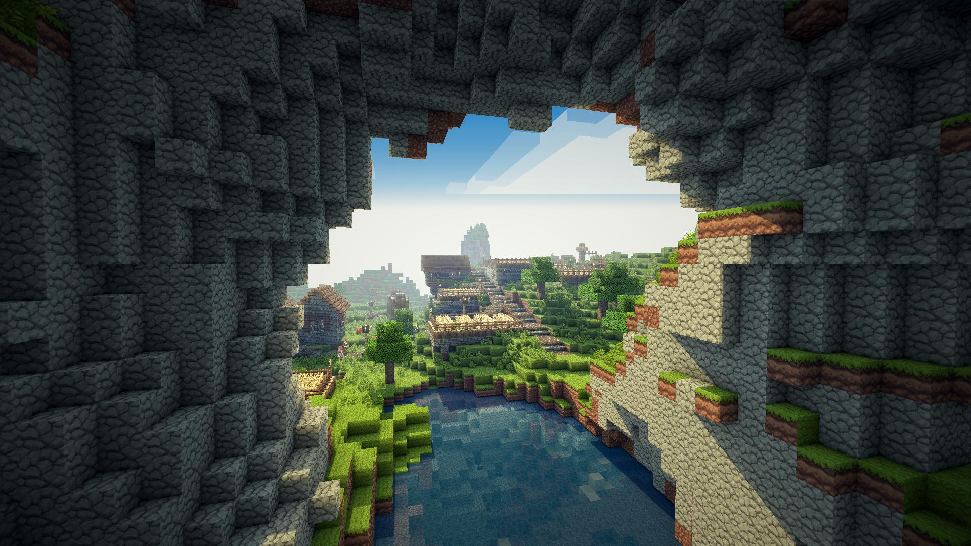 Minecraft grotta paesaggio villaggio, 1920x1080 Full HD 1080p, Desktop