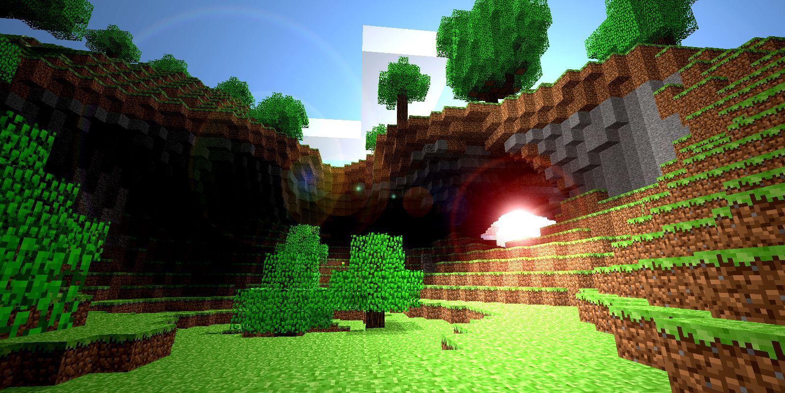 Paesaggio Minecraft con caverna, 1600x801 900p, PC Desktop