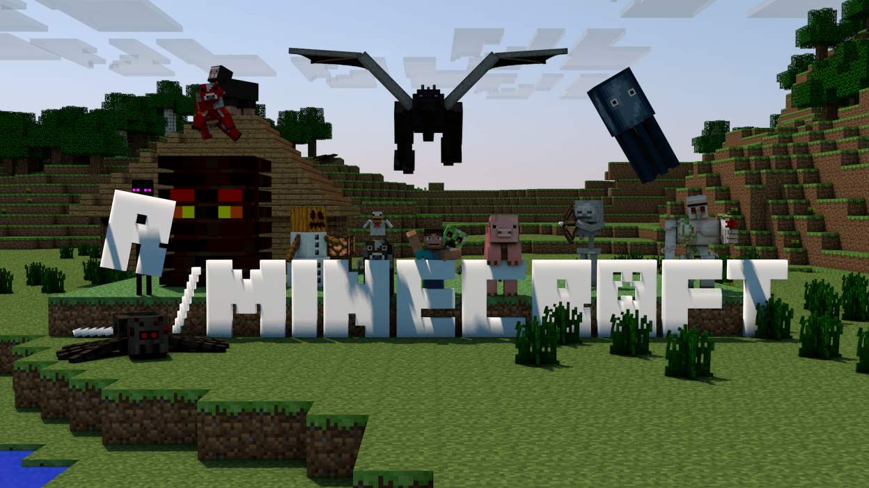 Personaggi Minecraft con scritta r/Minecraft, 1248x702 HD, Laptop