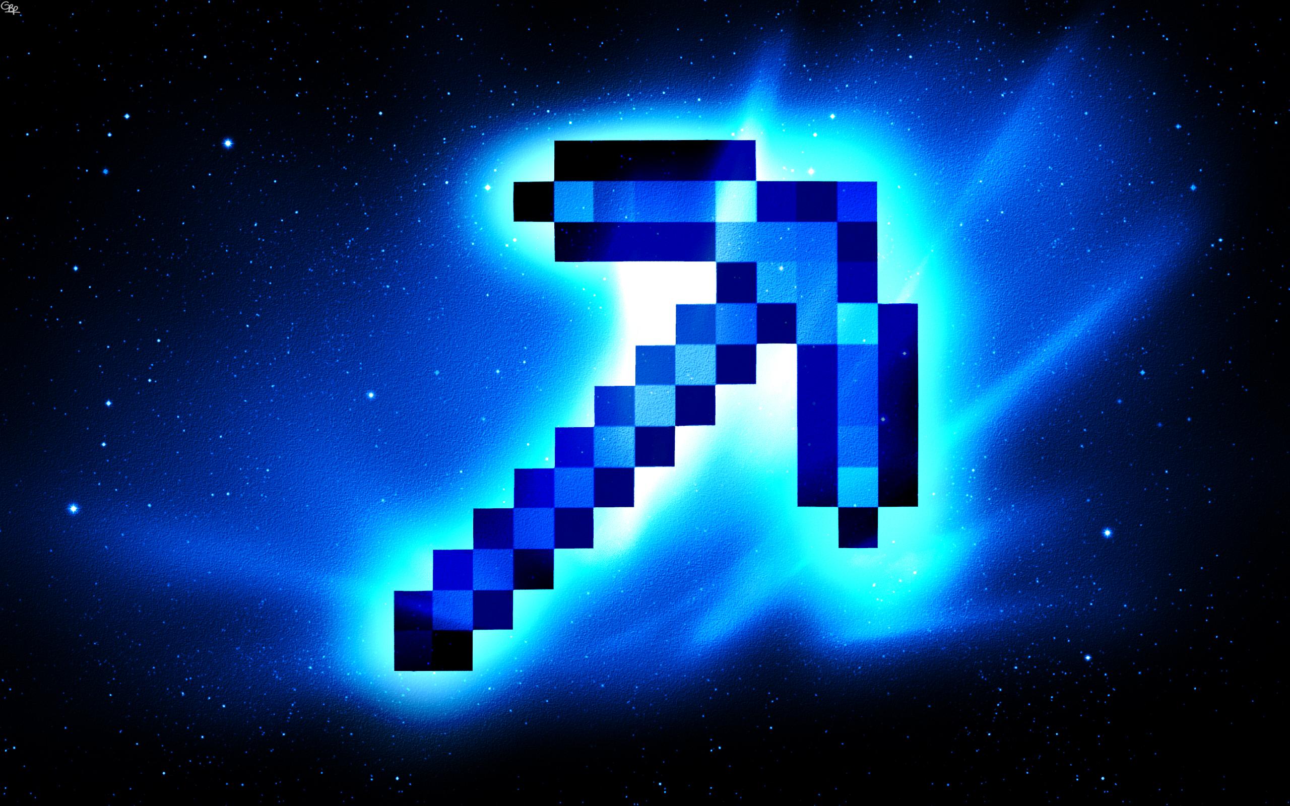 Piccone diamante Minecraft blu, Mojang, 2560x1600 2K, PC