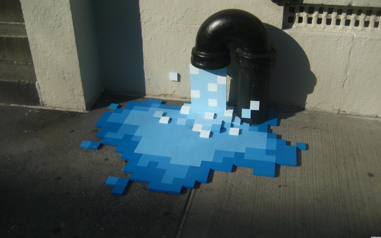 Acqua pixelata Minecraft su marciapiede, 1600x1000 900p, Desktop