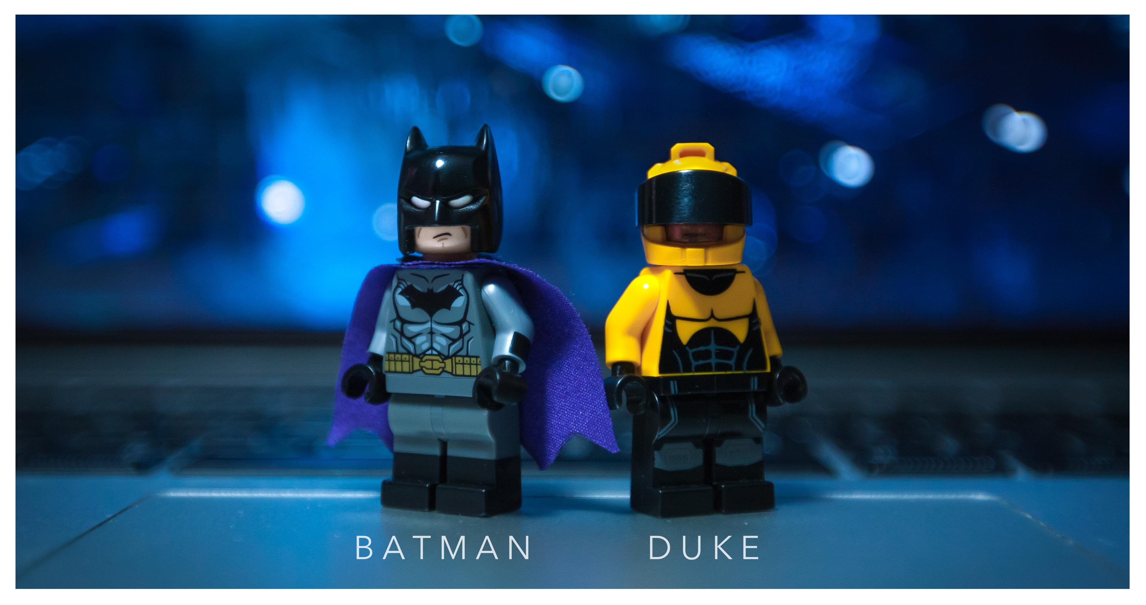 Minifigure LEGO Batman e Duke, DC Comics, 3844x2032 4K, Desktop 4K