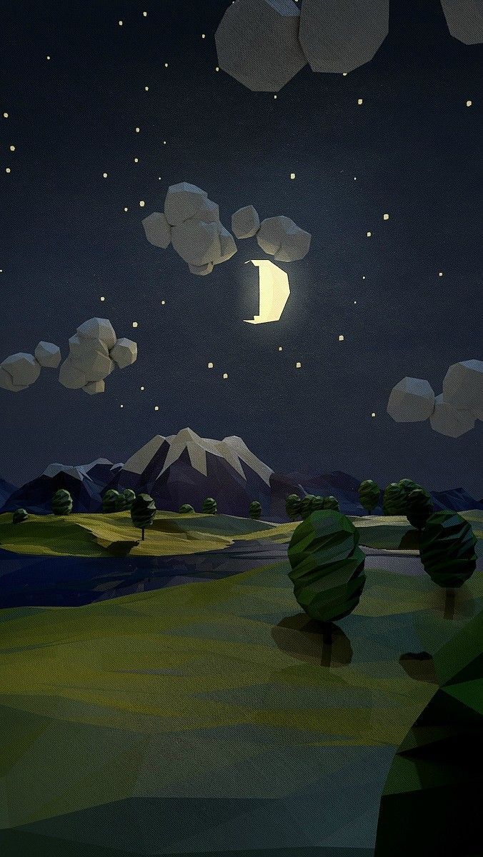 Paesaggio notturno luna montagna, 676x1200 Full HD Verticale, iPhone Air