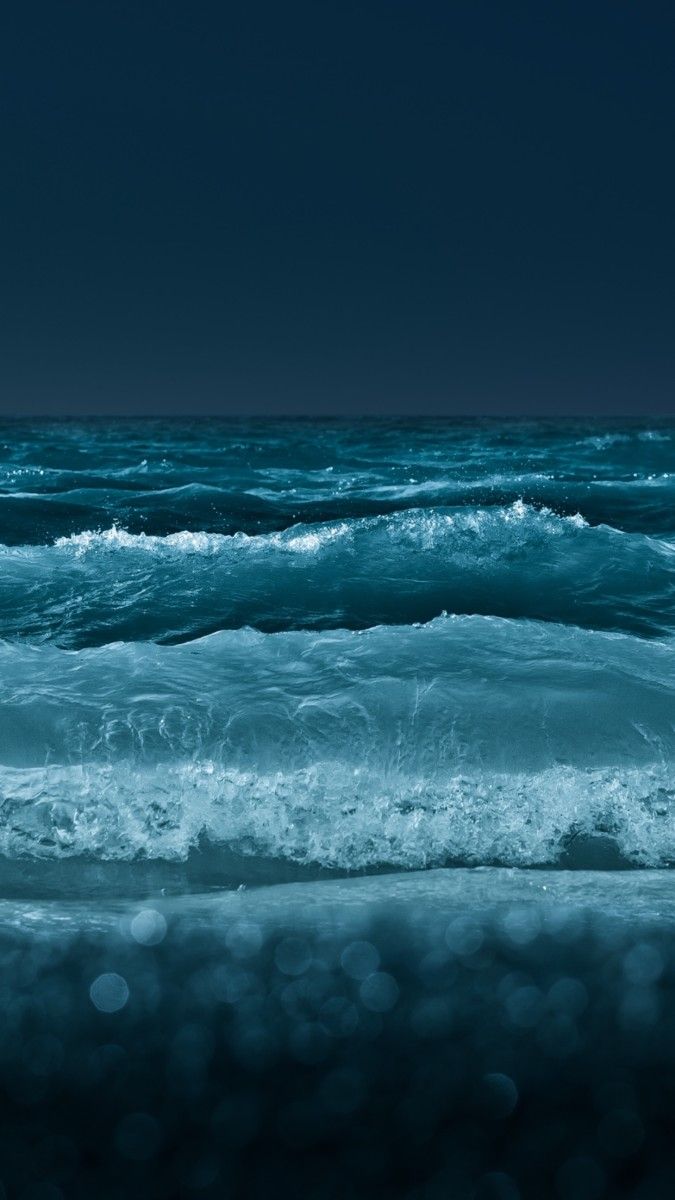 Onde oceano notturno blu, 675x1200 Full HD Verticale, iPhone Plus