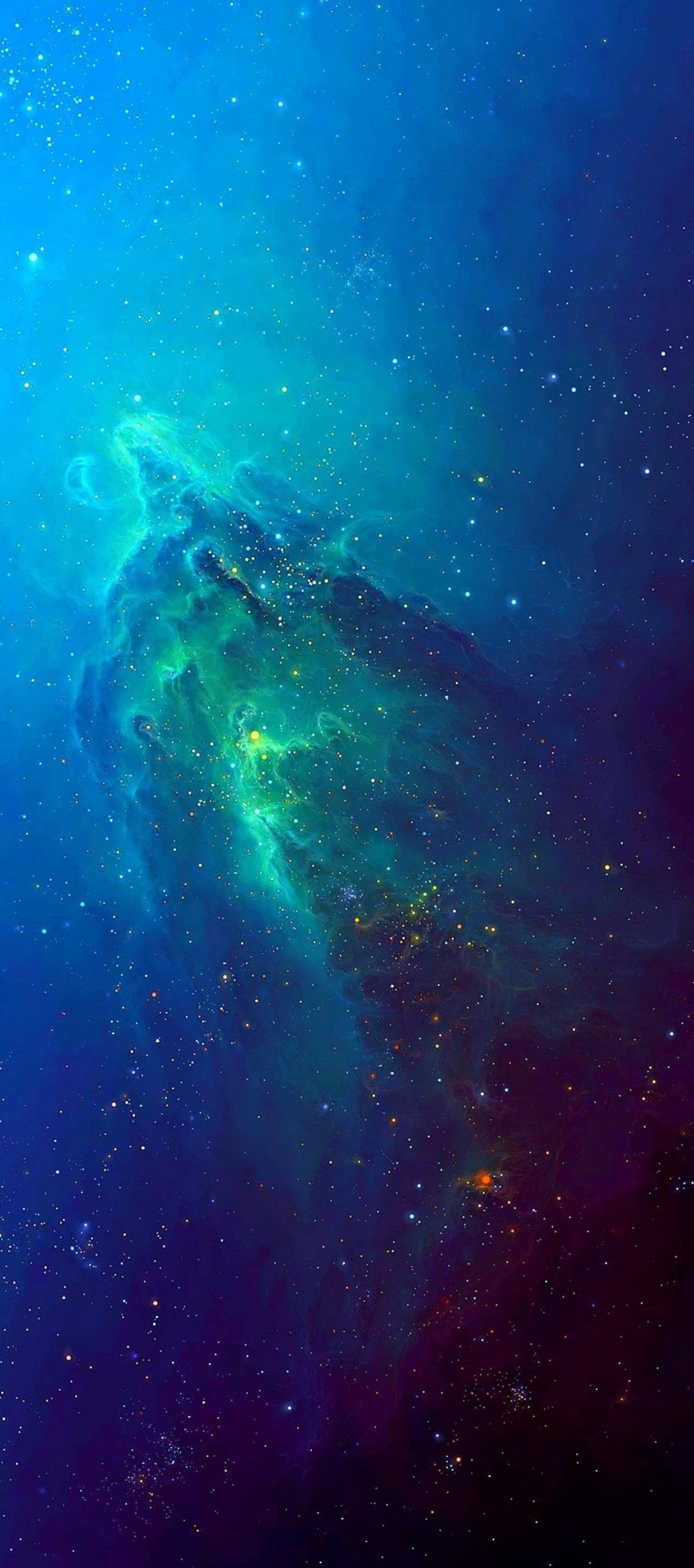 Nebulosa spaziale blu verde, 1242x2809 Full HD Verticale, iPhone