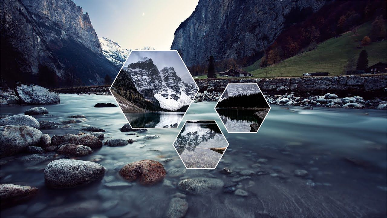 Valle montana con esagoni geometrici, 1280x720 720p, Monitor Gaming
