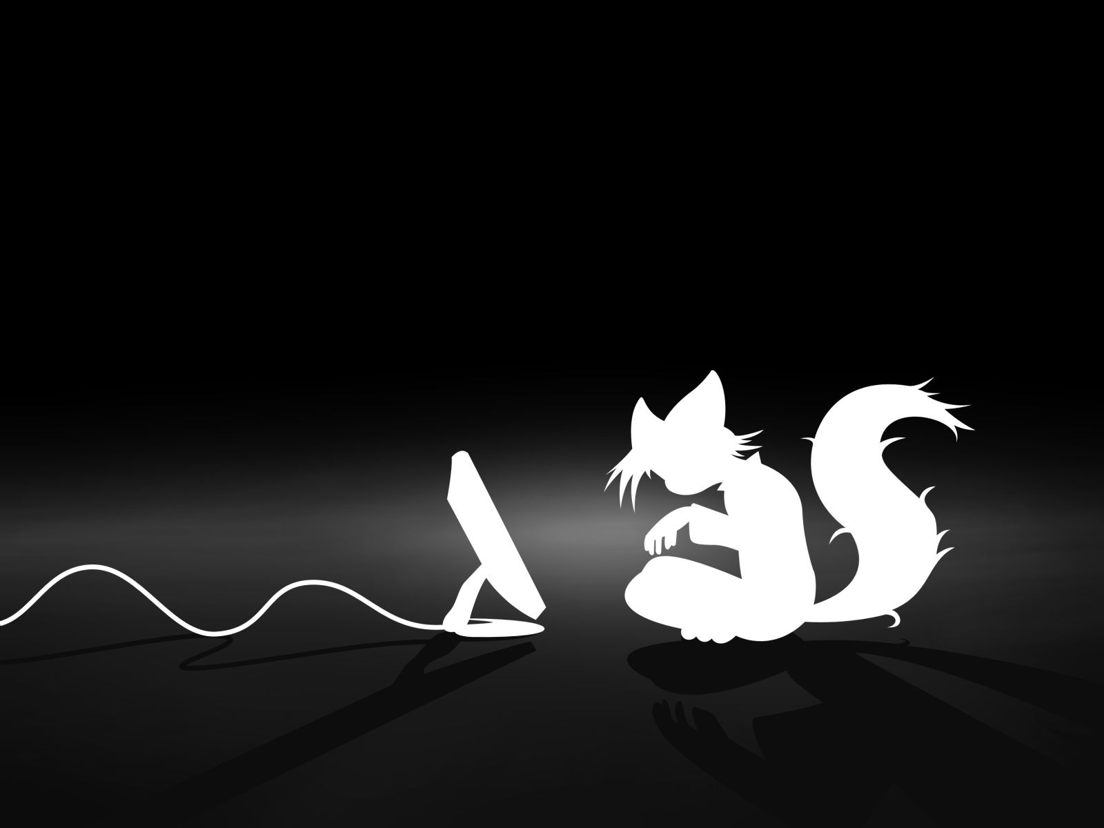 Silhouette volpe con computer, 1600x1200 HD, PC Desktop