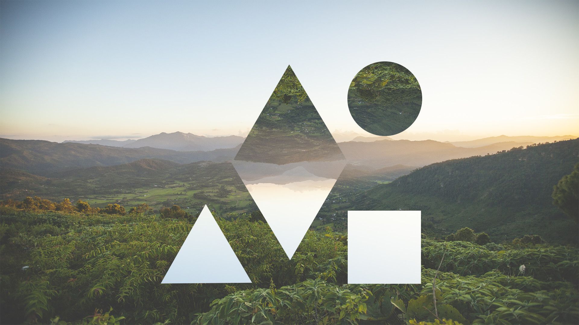 Forme geometriche su paesaggio collinare, 1920x1080 Full HD 1080p, PC