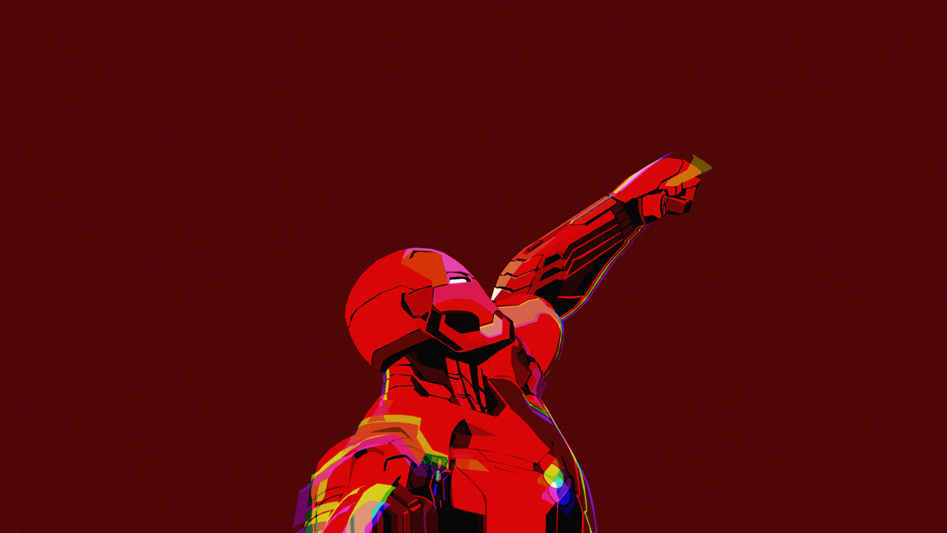Iron Man arte minimal rossa, Marvel, 1920x1080 Full HD 1080p, Desktop