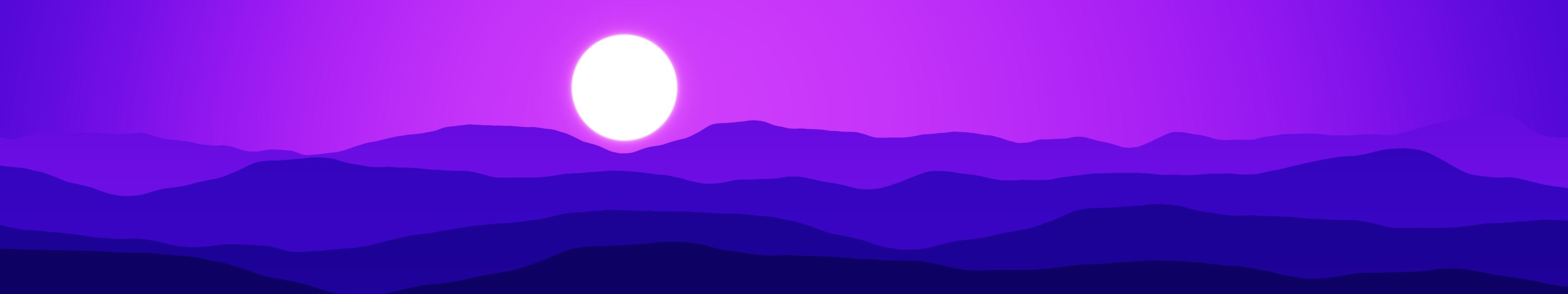montagne viola minimaliste luna, 5760x1080 Panoramico, Dual Screen