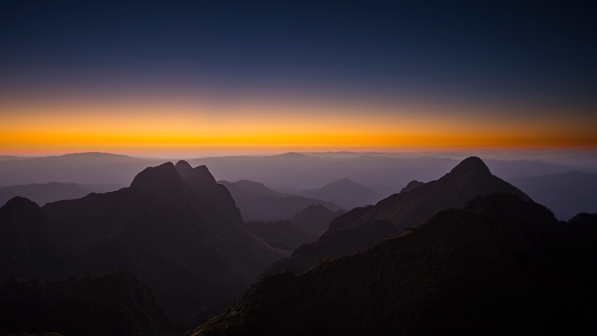 Tramonto montagne silhouette cielo, 1920x1080 Full HD, Laptop