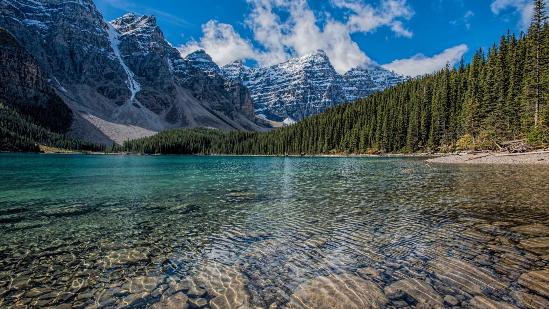 Lago montagna con foreste, 1920x1080 1080p, Desktop