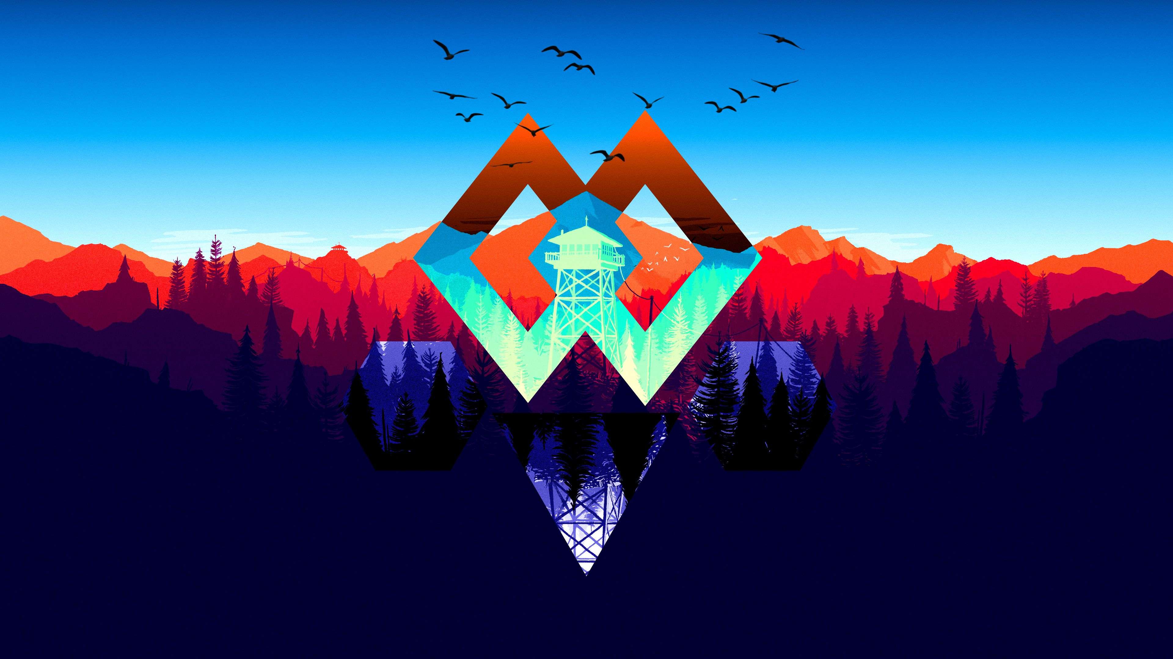 Montagne astratte geometriche colorate, 3840x2160 UHD, PC 4K