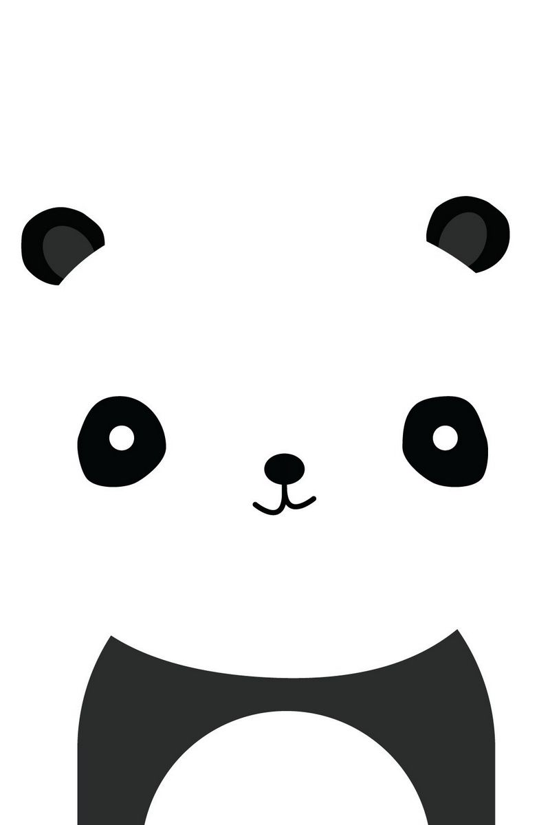 Panda minimalista bianco e nero, 800x1200 Full HD Verticale, iPhone Pro