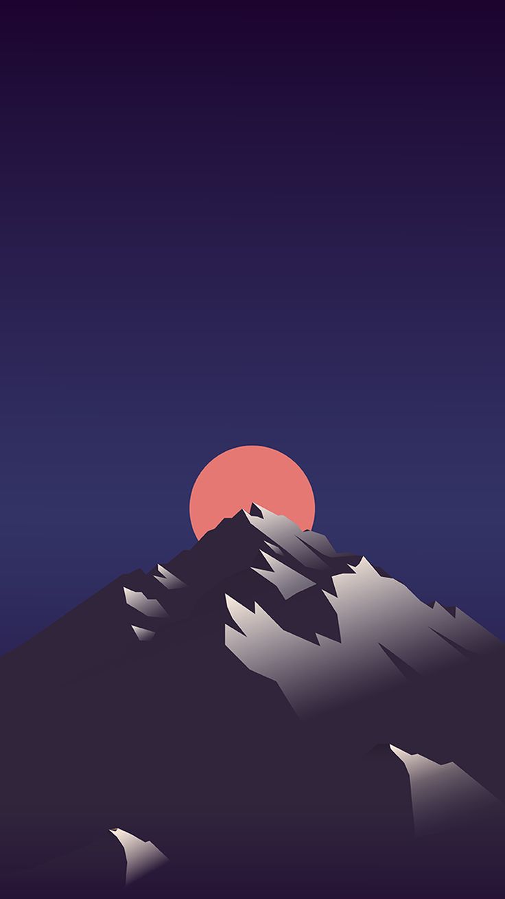 Montagna minimalista con luna, 736x1309 Verticale, iPhone