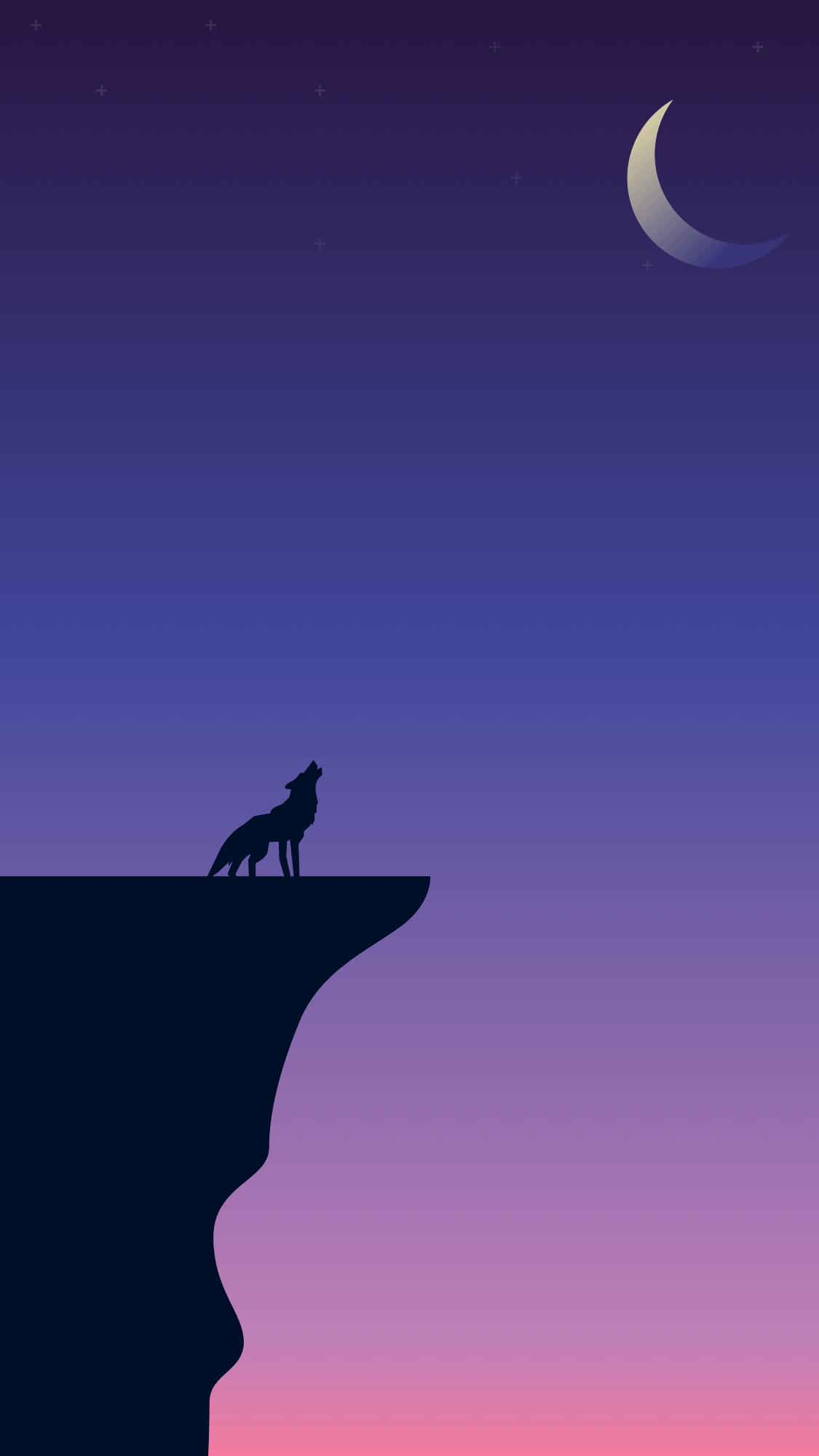 Lupo silhouette scogliera notte, 1125x2001 Full HD Verticale, iPhone