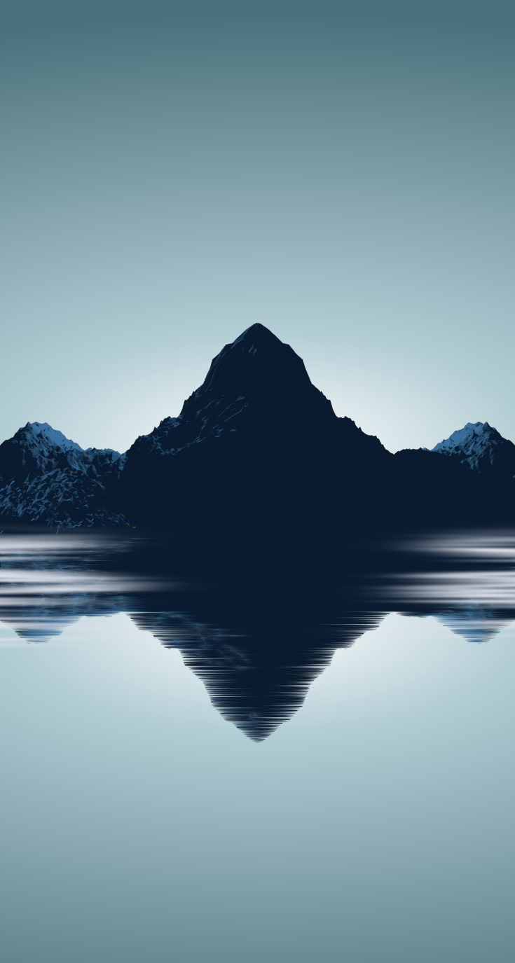 Montagna scura riflesso acqua, 735x1375 Verticale, iPhone