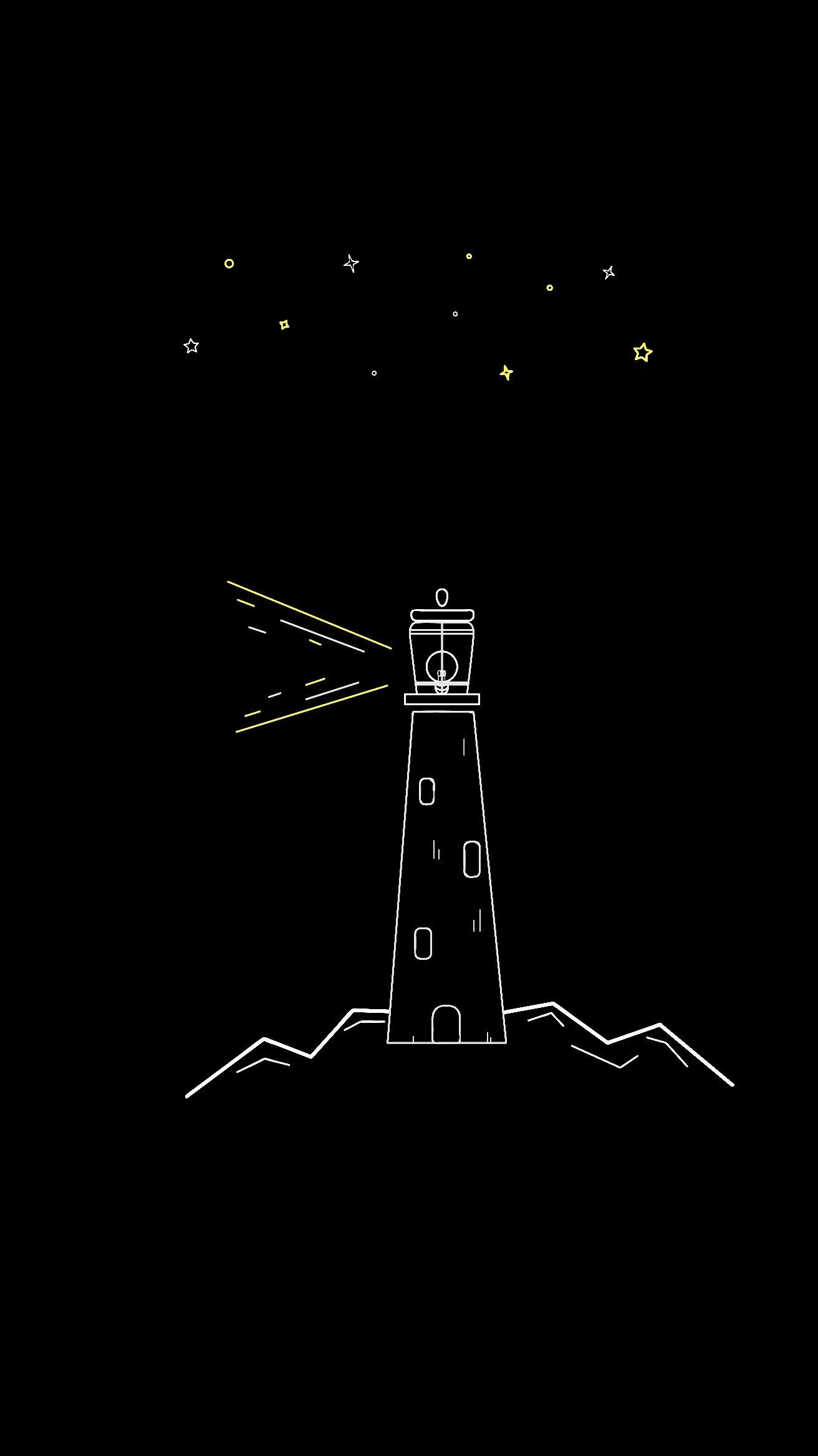 Faro minimalista linea bianca, 1312x2333 Verticale, iPhone