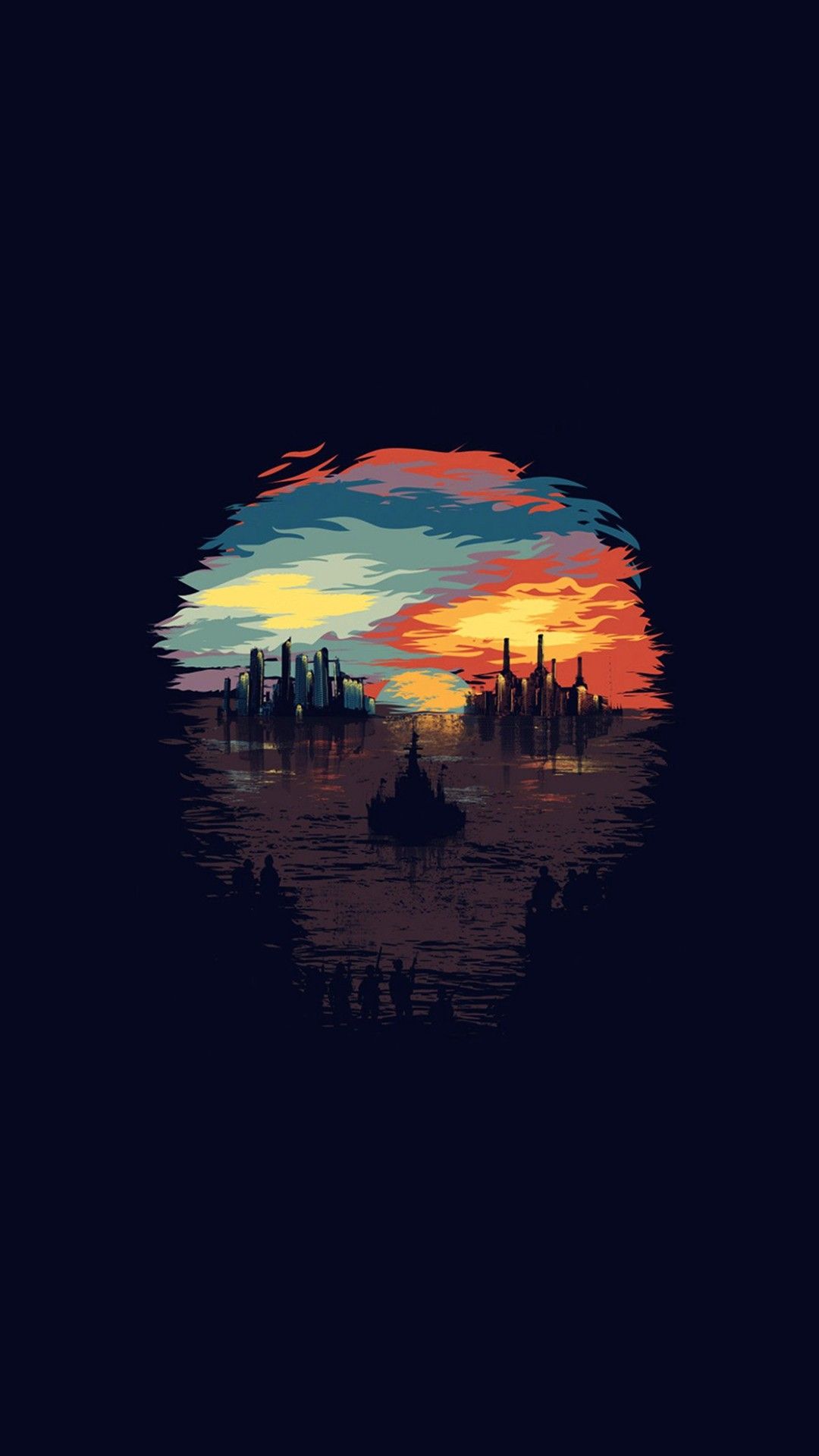 Teschio silhouette con tramonto, 1080x1920 Full HD Verticale, iPhone Plus