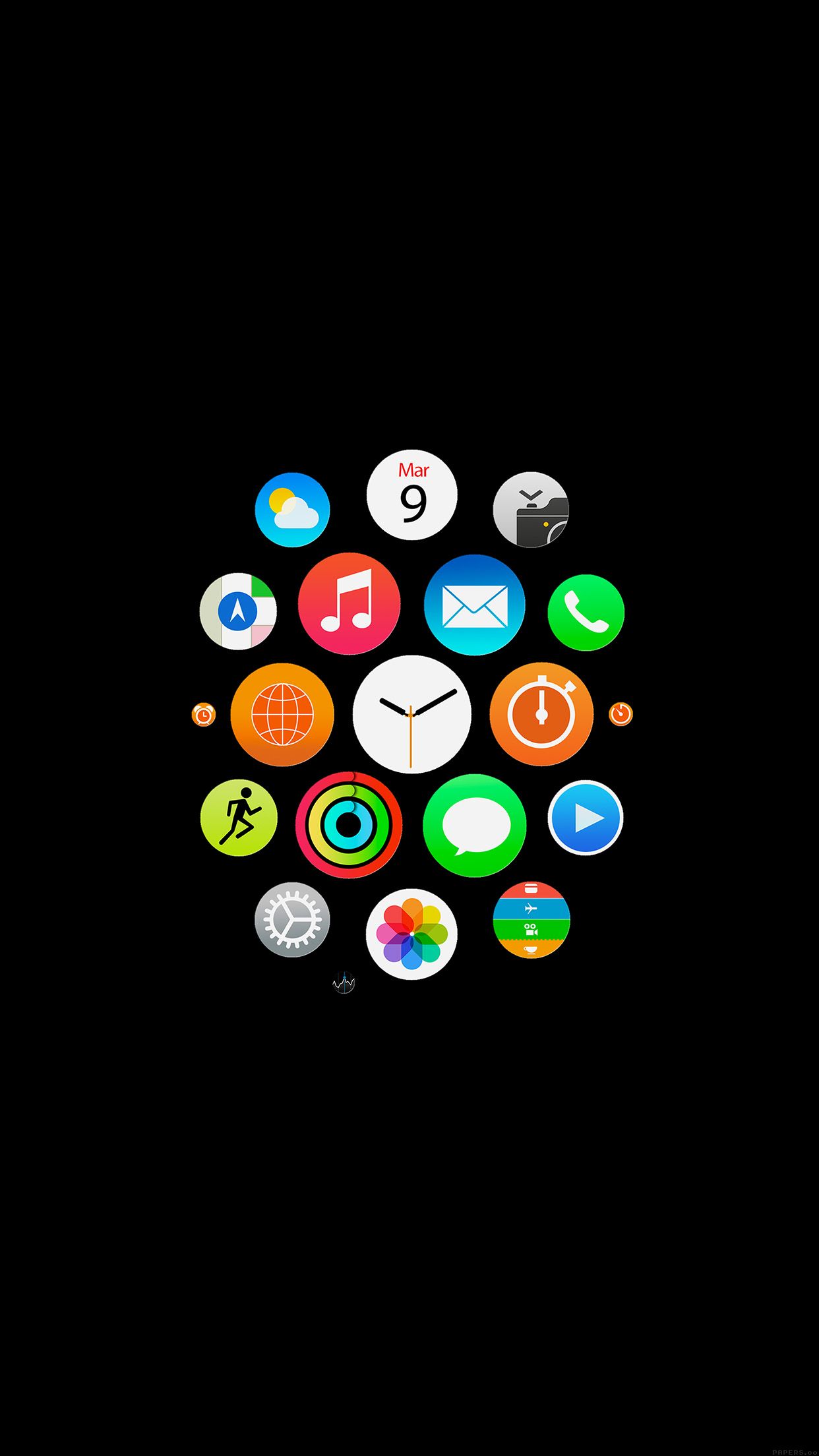 Icone app cerchi sfondo nero, 1242x2208 Full HD Verticale, iPhone