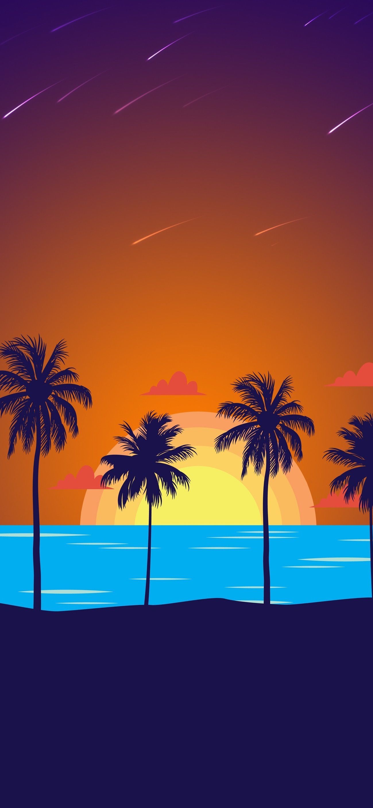 Palme tramonto minimalista spiaggia, 1299x2813 Full HD Verticale, iPhone Pro