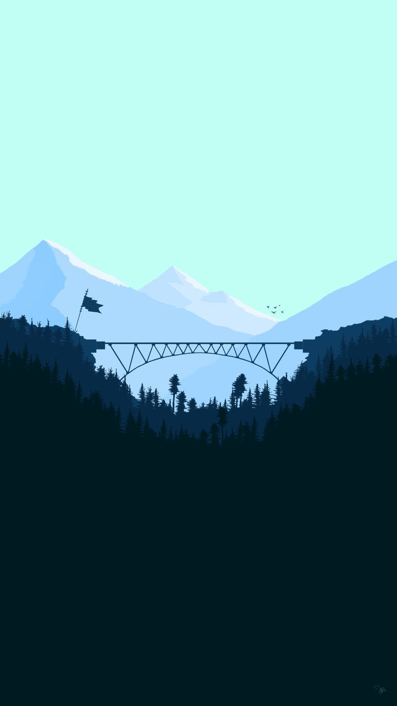 Montagne e ponte minimalista, 800x1422 Verticale, iPhone