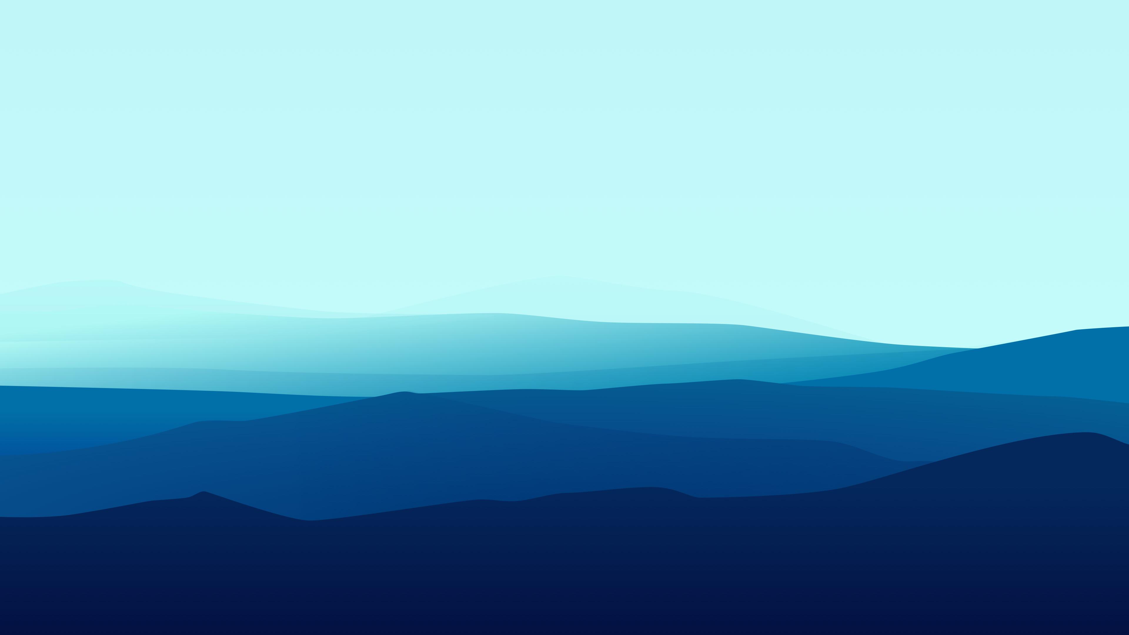 Montagne blu minimaliste, 3840x2160 UHD, PC 4K