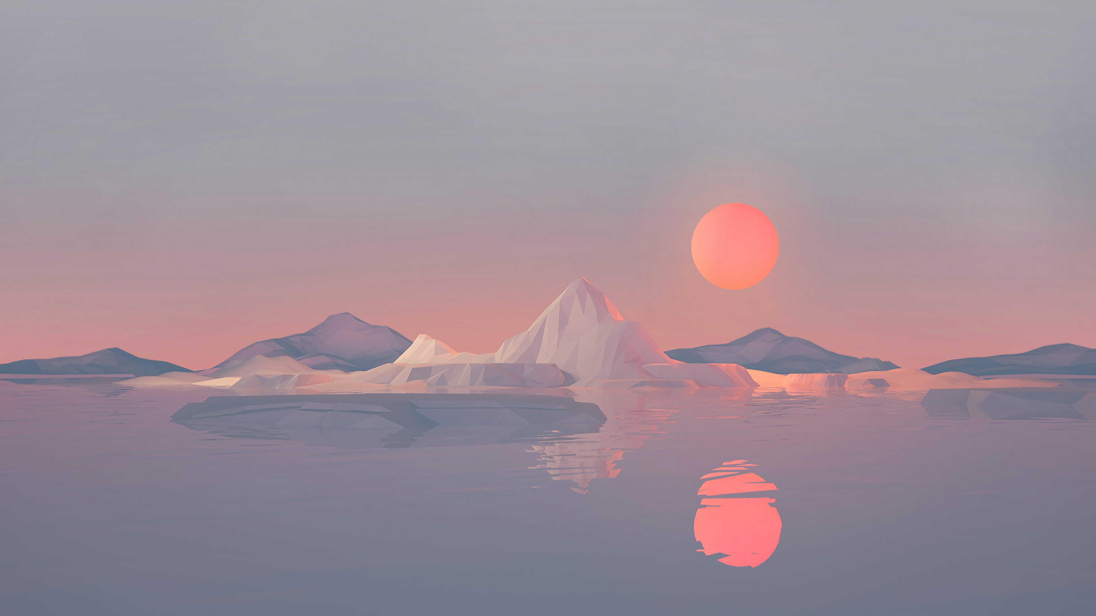 Iceberg minimalista al tramonto, 3840x2160 UHD, PC 4K