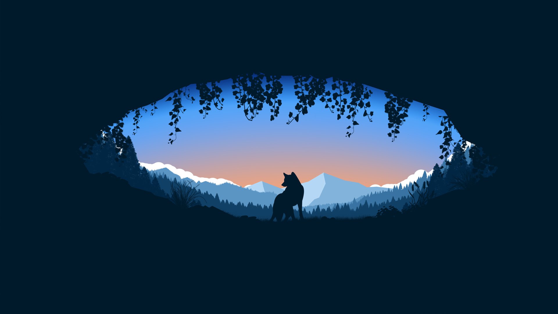 lupo silhouette grotta montagne, 1920x1080 1080p, PC Desktop