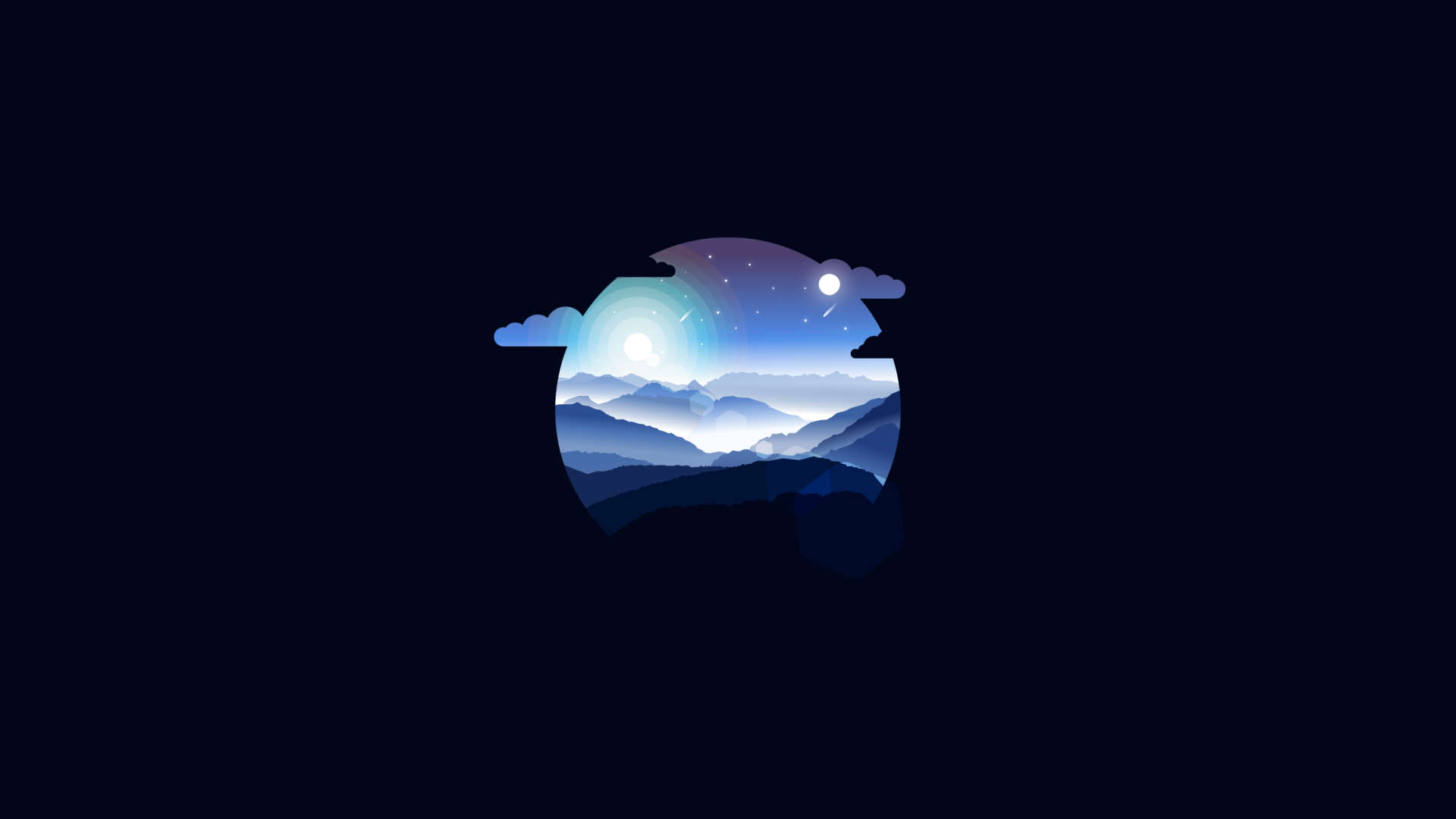 Montagne minimaliste cerchio notturno, 1920x1080 Full HD 1080p, Desktop