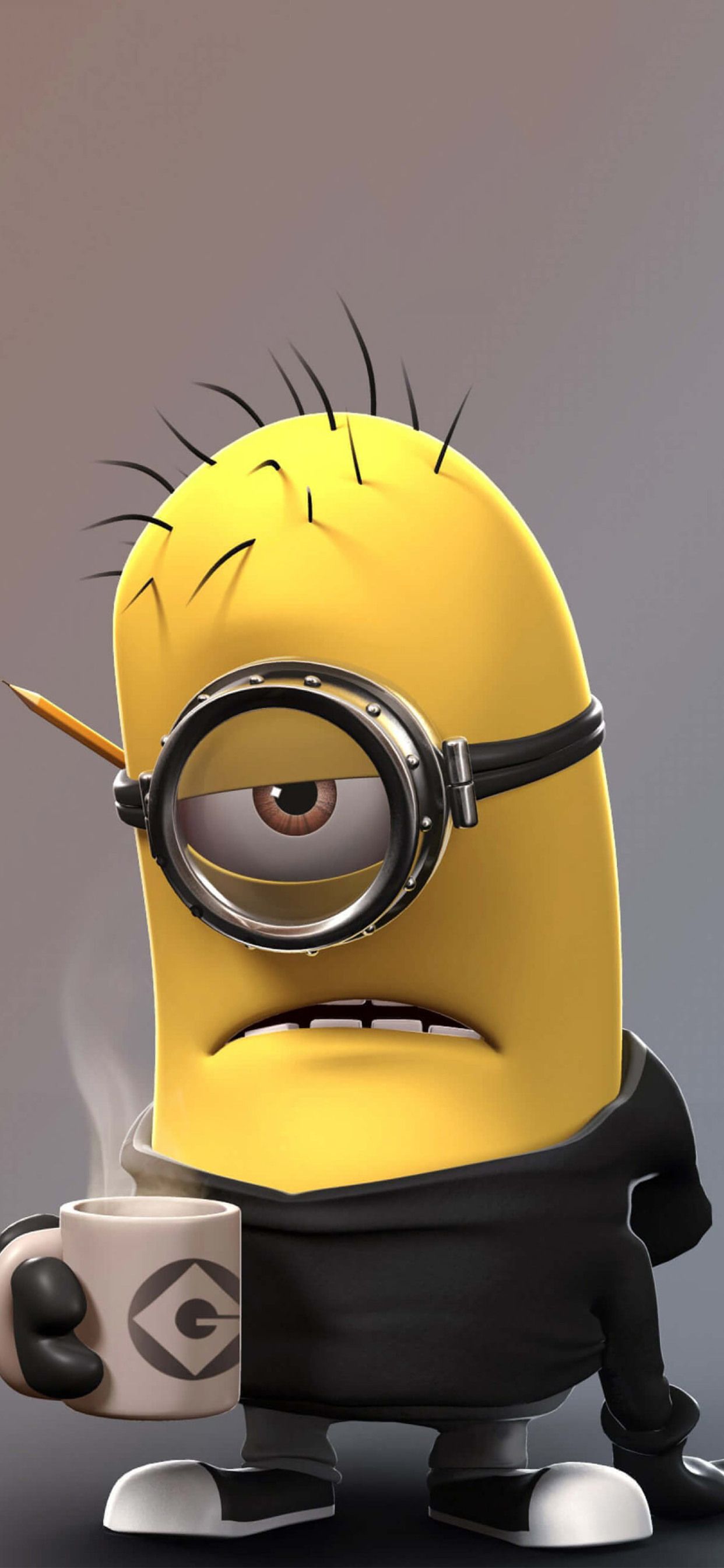 Minion con tazza di caffè, 1242x2688 Full HD Verticale, Smartphone