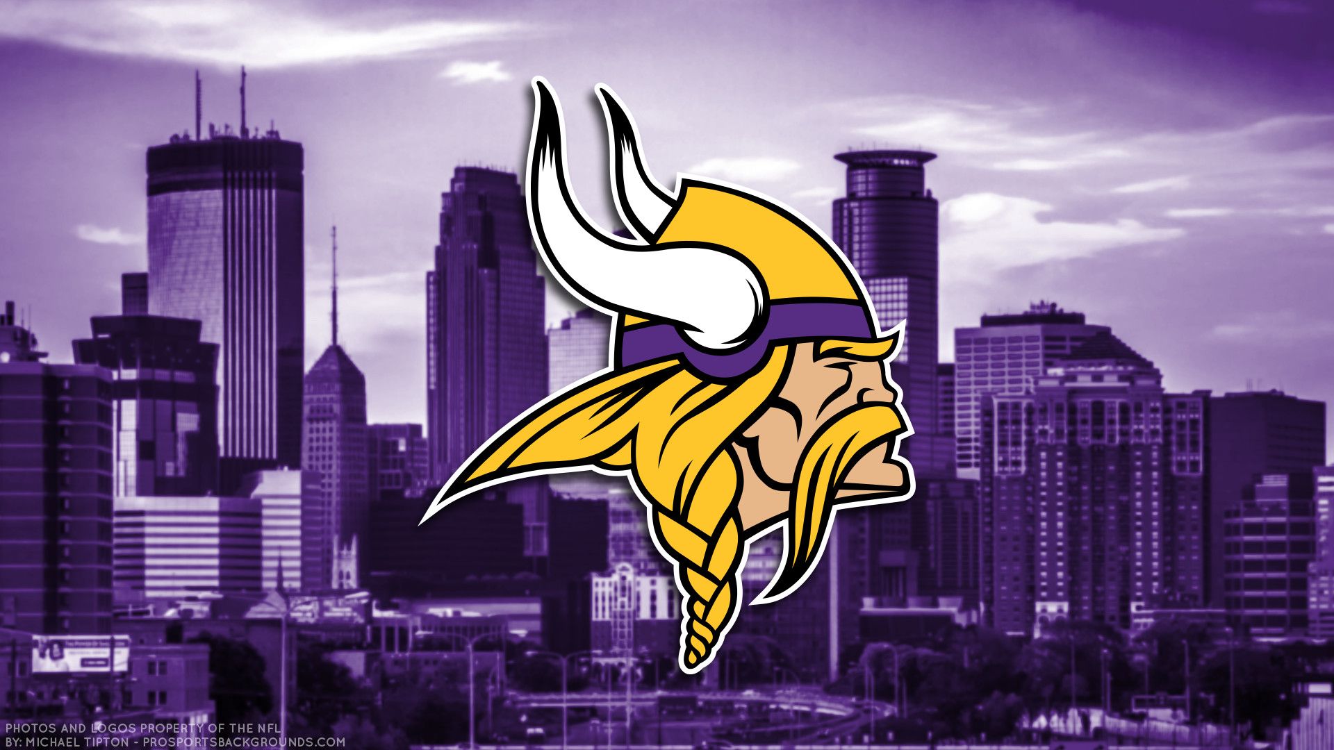 Logo Minnesota Vikings skyline, 1920x1080 Full HD 1080p, Desktop