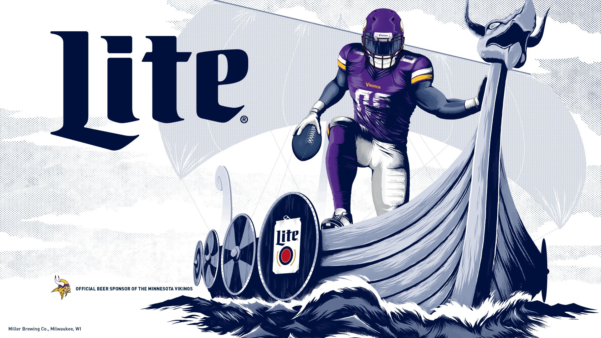 Giocatore Vikings su nave vichinga, Minnesota Vikings, 1920x1080 Full HD, Desktop