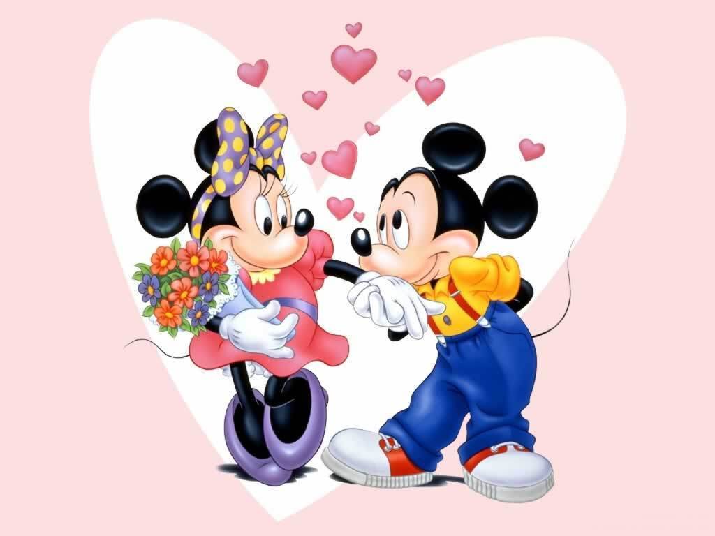 Minnie e Topolino cuore rosa, 1024x768 HD, Laptop