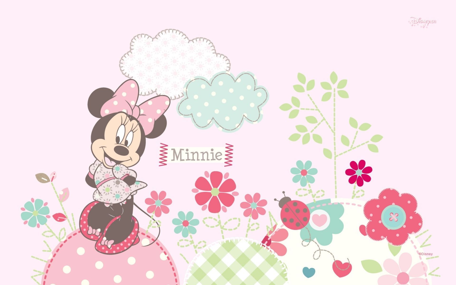 Minnie Mouse fiori rosa pastello, 1920x1200 Full HD+, PC
