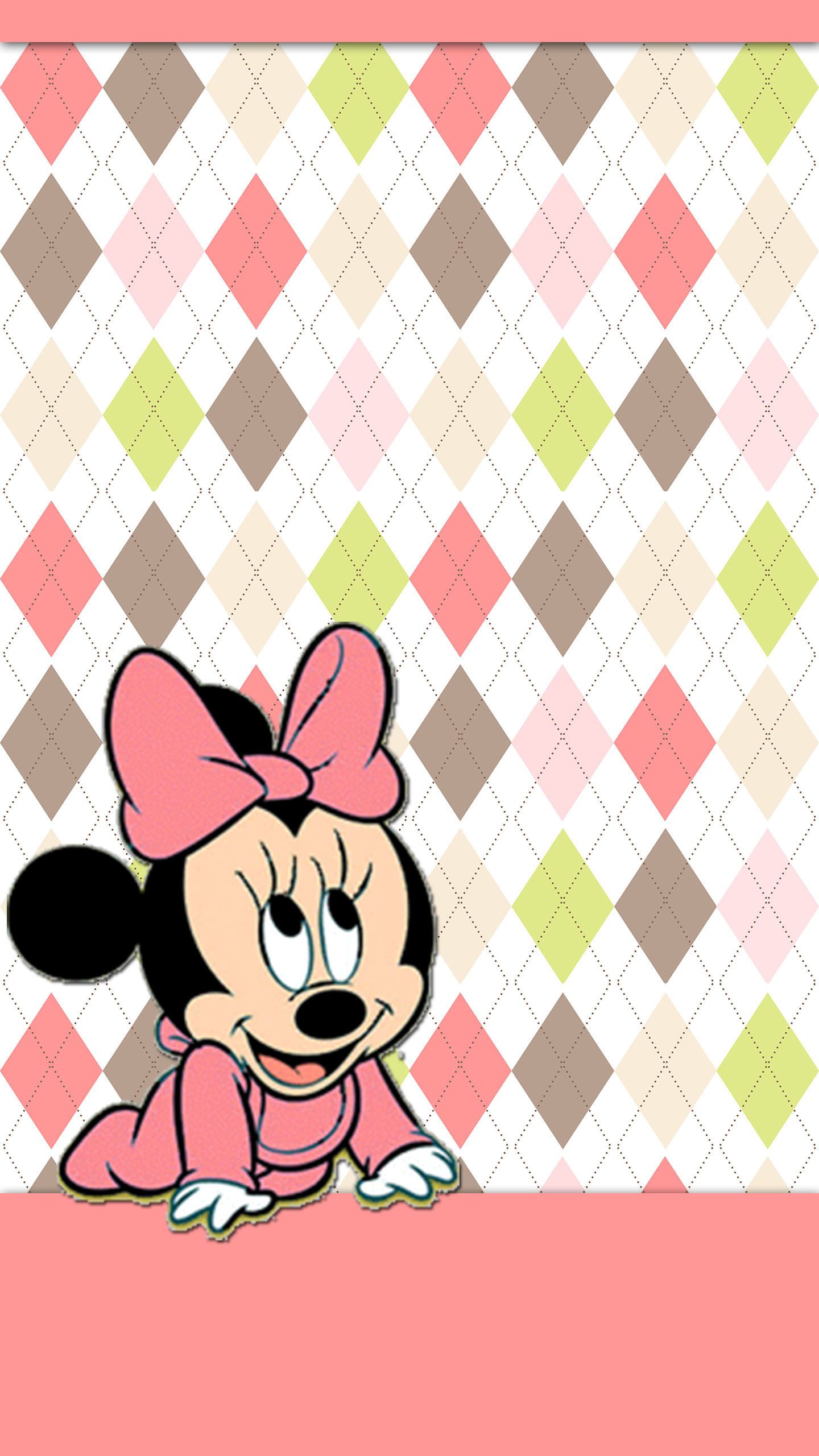 Baby Minnie Mouse sfondo rombi, 1440x2560 Full HD Verticale, Smartphone