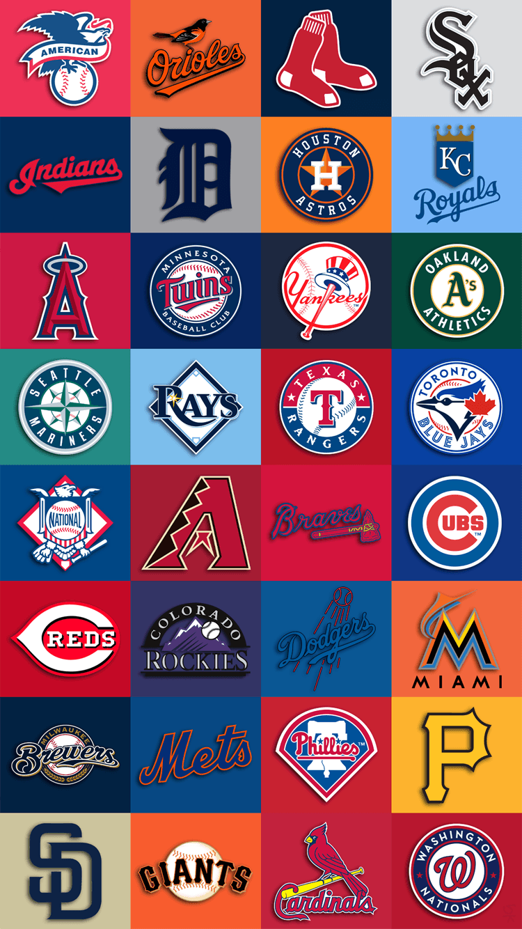 Loghi squadre MLB griglia colorata, 750x1334 Verticale, iPhone Plus