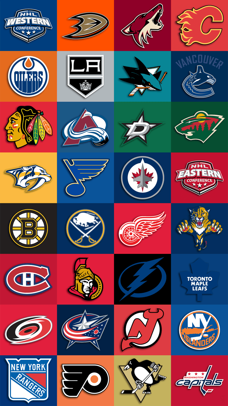 Loghi squadre hockey NHL colorati, 750x1334 Verticale, iPhone Pro Max