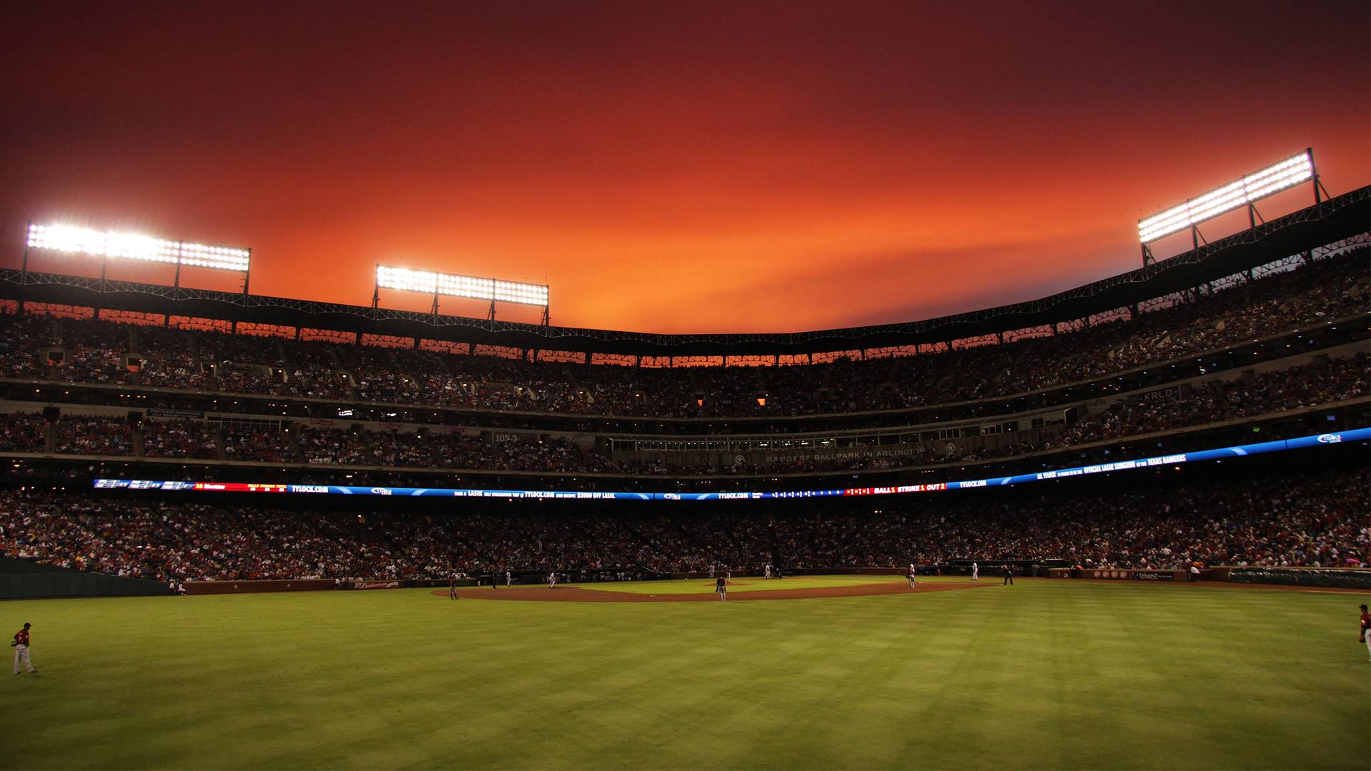 stadio baseball tramonto rosso, 1920x1080 Full HD 1080p, Desktop