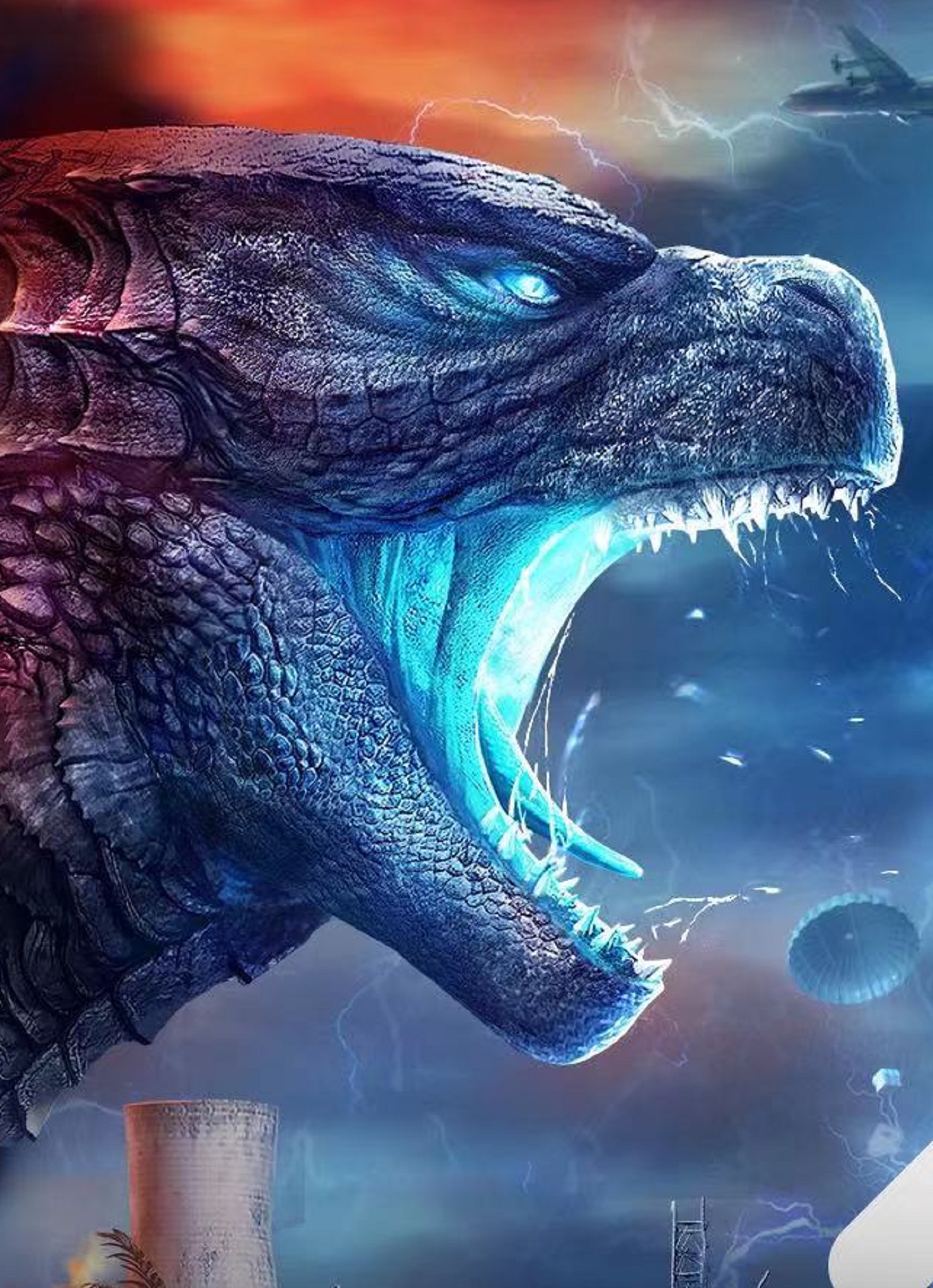 Godzilla ruggente blu, 1391x1920 Verticale, Xiaomi