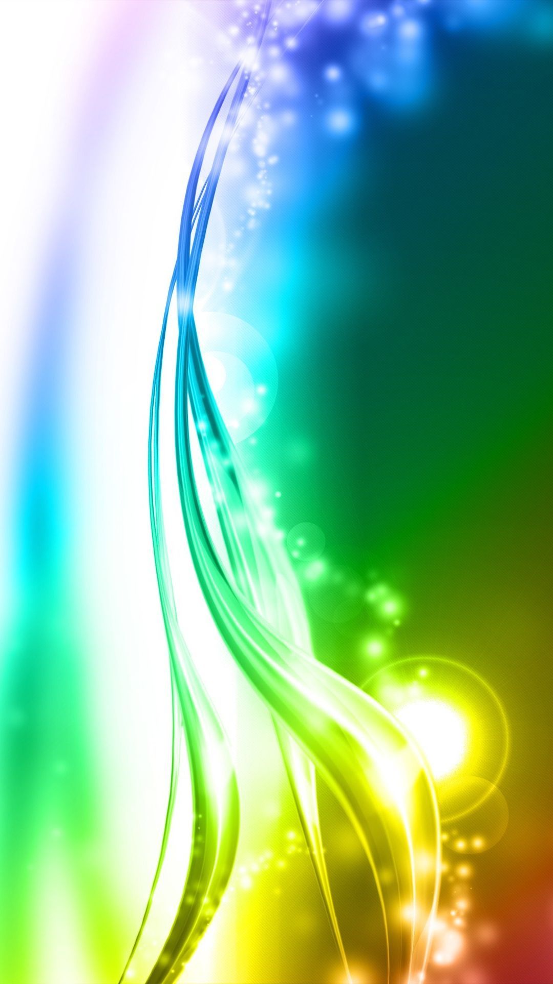 Onde luminose arcobaleno astratte, 1080x1920 Verticale, Mobile