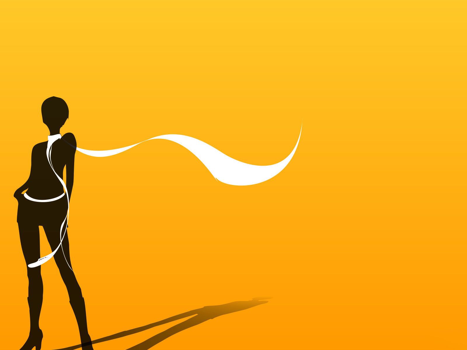 Silhouette donna sciarpa arancione, 1600x1200 HD, Desktop