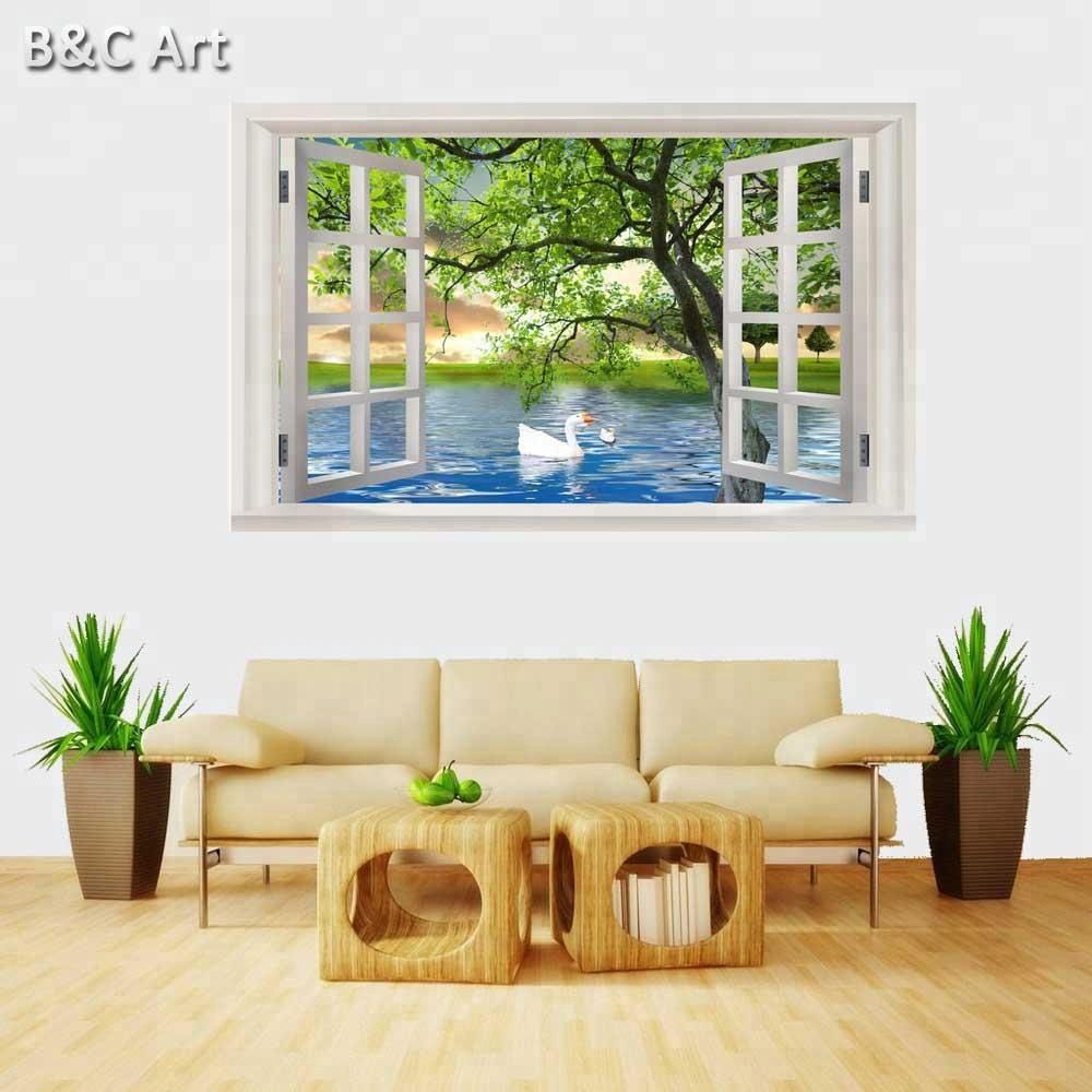 Finestra 3D con cigni e lago, 1000x1000 HD, Laptop