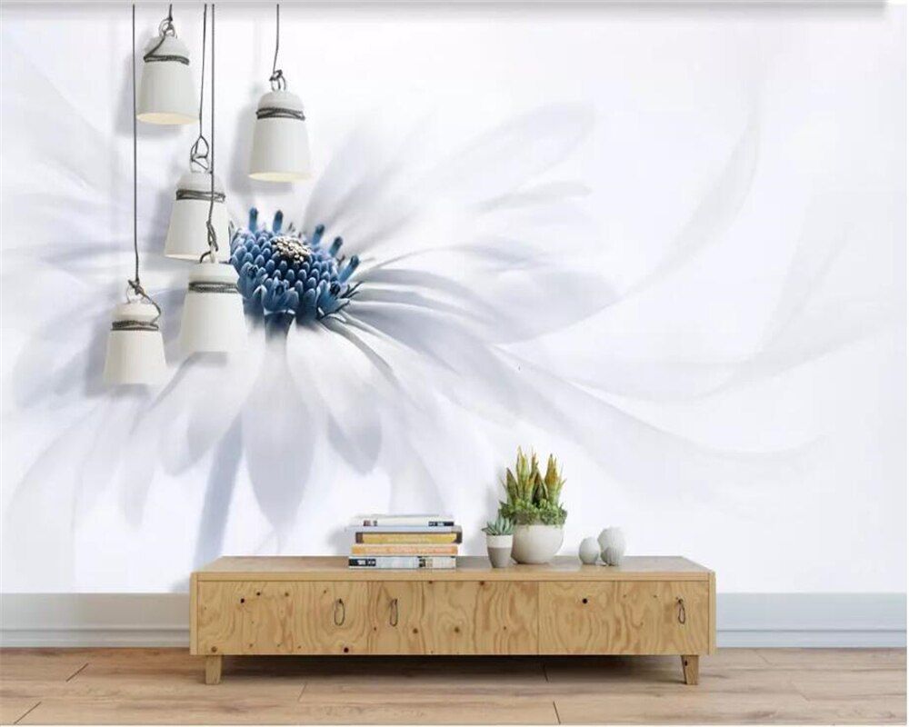 Murale 3D fiore bianco e blu, 1000x800 HD, Laptop