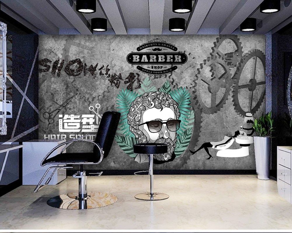 Murale barbershop stile urbano grigio, 1000x800 HD, Desktop