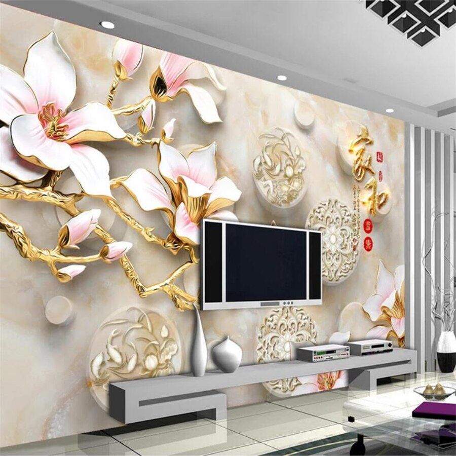 Murale 3D fiori magnolia oro, 900x900 HD, Laptop