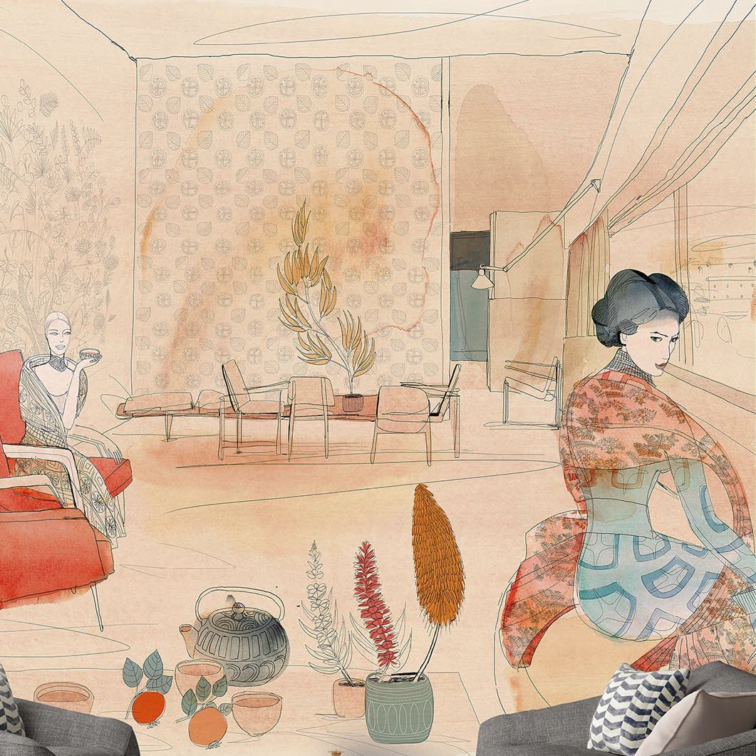 donna kimono stanza schizzo, 1061x1061 HD, Desktop